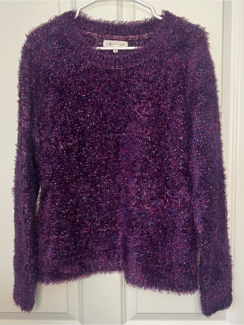 Lou & Grey for Loft Women's Purple Eyelash Knit Sweater
